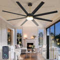 Fanbulous 72 Inch Large Ceiling Fans with Lights, Black Ceiling Fan with Remote Control, Dimmable, 3CCT, Quiet, Modern Ceiling fan For Living Room, Bedroom, Kitchen, Patio, Outdoor