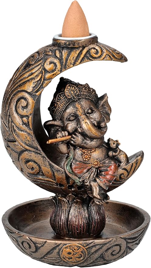 Pacific Giftware Ganesha Backflow Incense Holder with Celestial Design