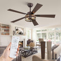 Fanbulous Farmhouse Ceiling Fans with Light, 48 Inch Bedroom Ceiling Fan with Lights, 6-Speed Adjustable, Quiet and Reversible DC Motor, 5 Dual Finish Blades, Rustic Caged Ceiling Fan，Oil Bronze