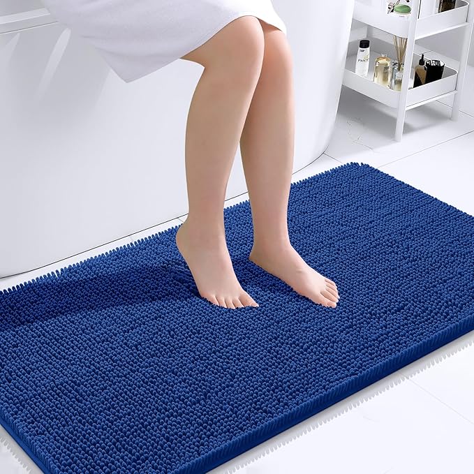 OLANLY Large Bathroom Rugs 40x24, Extra Soft Absorbent Chenille Bath Rugs, Rubber Backing Quick Dry, Machine Washable Bath Mats for Bathroom Floor, Tub and Shower, Home Decor Accessories, Royal Blue