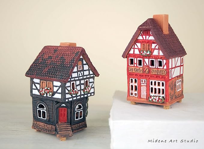 Ceramic Houses and Villages Collection - Miniature of The Original House in Lauterbach, Germany - Cone Incense Holder S19-4
