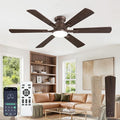 Fanbulous 52 Inch Ceiling Fan with Lights, APP & Remote Control, Flush Mount Low Profile Bronze Ceiling Fan, 3000-6000K Dimmable LED, Quiet Reversible Motor, 6 Blades, 6 Speeds,for Bedroom Living Room