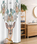 Ambesonne Antlers Stall Shower Curtain, Deer Head with Flowers Blooms Cultural Design Ornamental Illustration, Fabric Bathroom Decor Set with Hooks, 36" W x 72" L, Tan Green Teal
