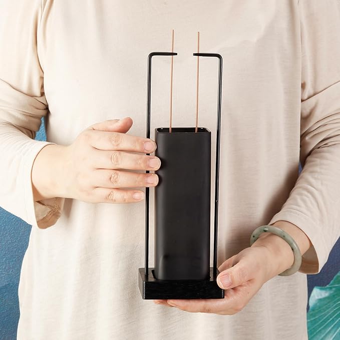 Incense Holder for Sticks, Upside Down Incense Burner with Removable Black Glass Ash Catcher Anti-Ash Flying