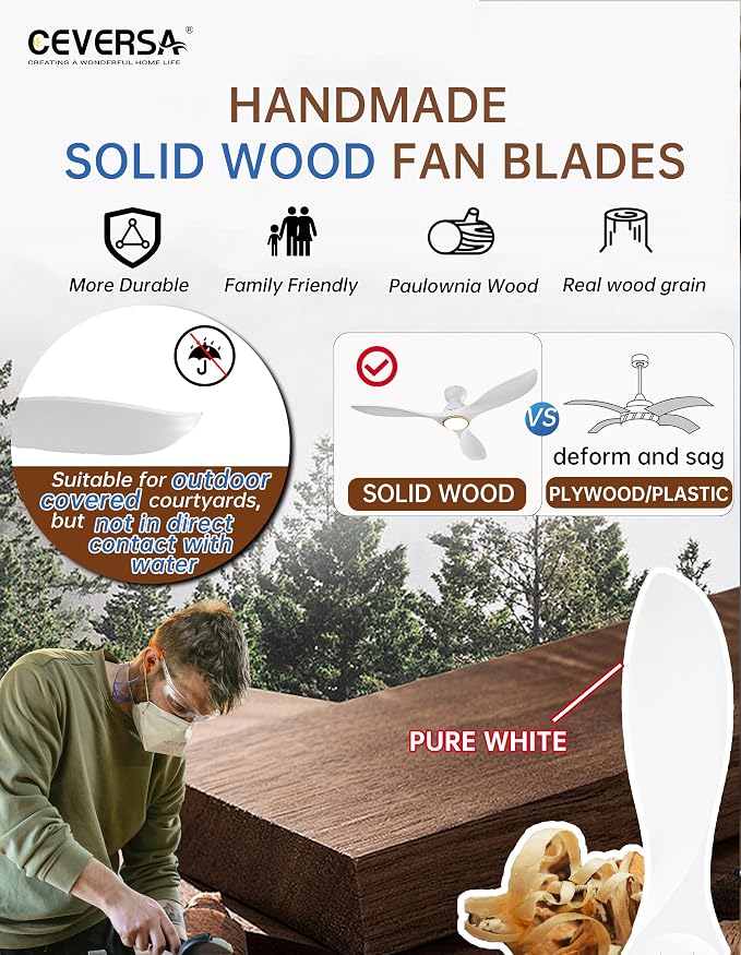 52 Inch Flush Mount White and Gold Ceiling Fans with Lights and Remote,Low Profile Ceiling Fan with Light,Dimmable,Quiet Noiseless DC Motor for Patios,Living Room,Bedroom(Wall Control Switch)