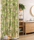 Ambesonne Asian Themed Stall Shower Curtain, Modern Illustration Japanese Woodland Reeds on a Vintage Background Art, Fabric Bathroom Decor Set with Hooks, 36" W x 72" L, Cream and Green