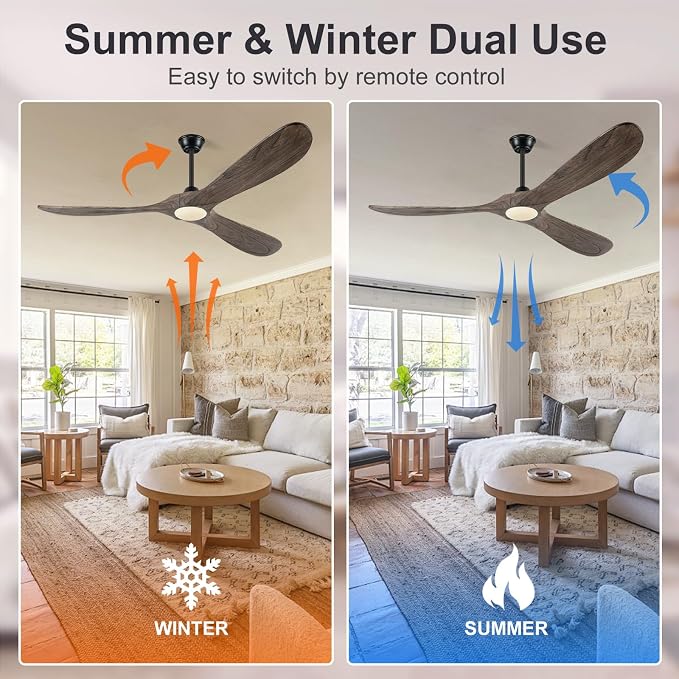 Eliora 60 Inch Ceiling Fans with Lights, Wood Outdoor Ceiling Fan for Patio and Remote Control Rustic Propeller Large Ceiling Fans with Light Farmhouse Indoor Quiet High cfm, Deep Brown