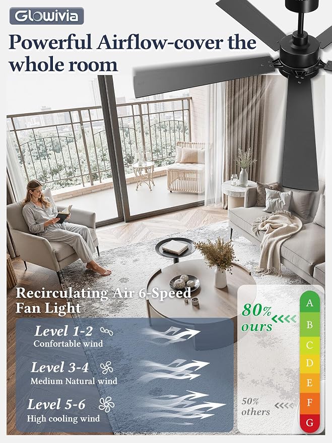 60 Inch Ceiling Fan with Lights and Remote,Smart APP Control | Dimmable LED,3CCT,Smart Memory Function,Quiet DC Motor,Dual-Finish Reversible Blades,Damp Rated,6 Adjustable Speeds,Timer