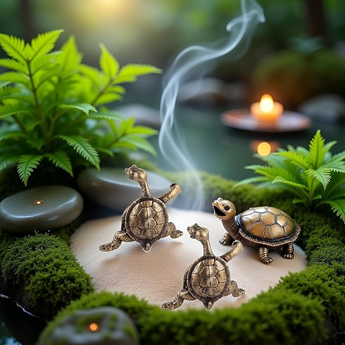 2Pcs Turtle Incense Stick Holder Exquisite Sleep Home Decor Antique Bronze Aid Handcrafted Beautiful Censer Holder Incense Holders Home Fragrance Home Décor Products