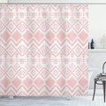 Ambesonne Tribal Shower Curtain, Hand Drawn Style Ethnic Pattern Geometric and Ornamental Aztec Design Print, Cloth Fabric Bathroom Decor Set with Hooks, 69" W x 75" L, Pale Pink