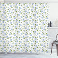 Ambesonne Floral Shower Curtain, Watercolor Hydrangea Flowers and Leaves Composed on a Plain Background, Cloth Fabric Bathroom Decor Set with Hooks, 69" W x 70" L, Ceil Blue Green White