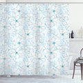 Ambesonne Blue Shower Curtain, Abstract Flowers with Heart Shaped Leaves Romantic Fresh Beauty in Nature, Cloth Fabric Bathroom Decor Set with Hooks, 69" W x 70" L, Pale Blue Aqua White