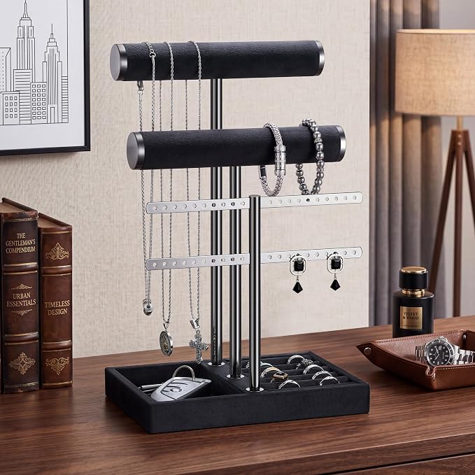 Jewelry Organizer Stand for Necklaces, Bracelets, Earrings, Rings, PB | 3 Tier Velvet Bracelet Holder Display | Jewelry Organizers and Storage | Jewelry Tree | Jewelry Towers