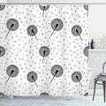 Ambesonne Black White Shower Curtain, Dandelions Floating in The Wind Freedom Spring Wildflowers Nature Floral, Cloth Fabric Bathroom Decor Set with Hooks, 69" W x 70" L, Black White