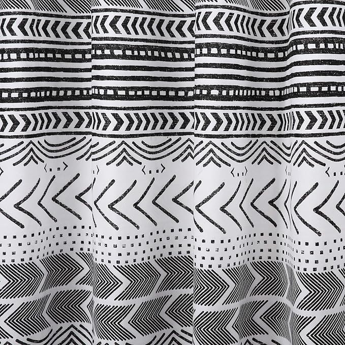 Lush Decor Hygge Geo Shower Curtain, 72" W x 72" L, Black/White - Curtain For Bathroom - Striped Bathroom Decor - Black Bath Accessories - Neutral Color Accessories - Geometric Scandinavian Print