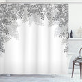 Ambesonne Flower Shower Curtain, Framing Lilac Flowers in Blossom Vernal Season Soothing Color Shades Artwork, Cloth Fabric Bathroom Decor Set with Hooks, 69" W x 84" L, Dimgray White