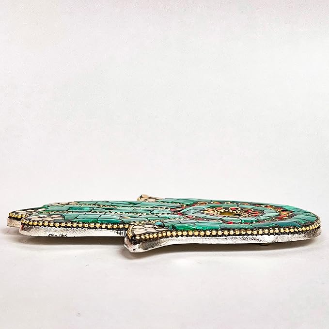 Green - Hamsa Hand Incense Holder - Mosaic Stones