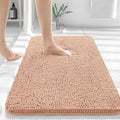 OLANLY Large Bathroom Rugs 50x30, Extra Soft Absorbent Chenille Bath Rugs, Rubber Backing Quick Dry, Machine Washable Bath Mats for Bathroom Floor, Tub and Shower, Home Decor Accessories, Peach