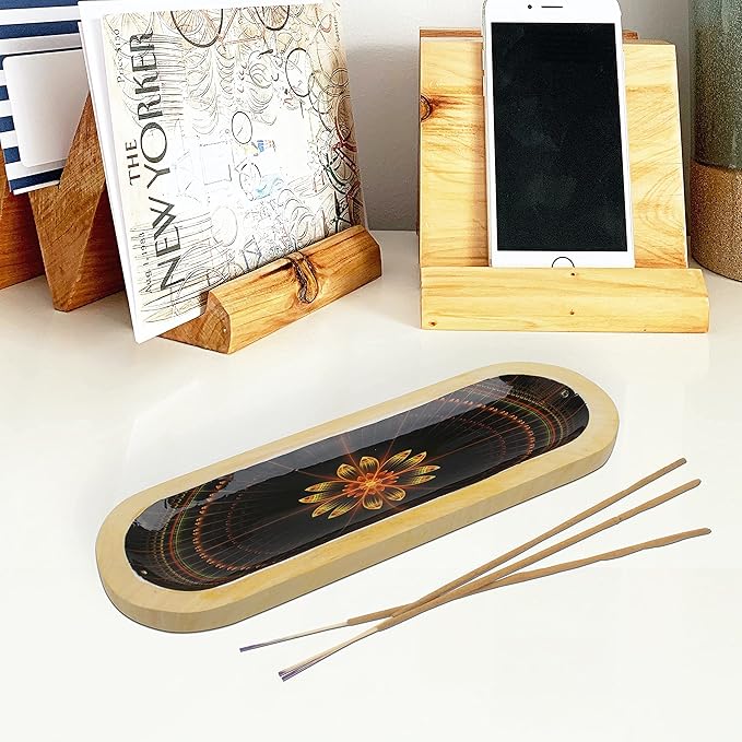 AAKRITI Wooden Incense Holder Wood | Exclusive 2-in-1 Multitasking Design | Natural & 100% Eco-Friendly | Perfect for Housewarming, Christmas, Birthday, (Galaxy)……