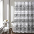 Lush Decor Hygge Geo Shower Curtain, 72" W x 72" L, Black/White - Curtain For Bathroom - Striped Bathroom Decor - Black Bath Accessories - Neutral Color Accessories - Geometric Scandinavian Print
