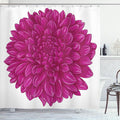 Ambesonne Dahlia Flower Shower Curtain, Big Large Flat Sparse Florets with Outward Pompons Vintage Style in Fuchsia Color, Cloth Fabric Bathroom Decor Set with Hooks, 69" W x 84" L, Pink