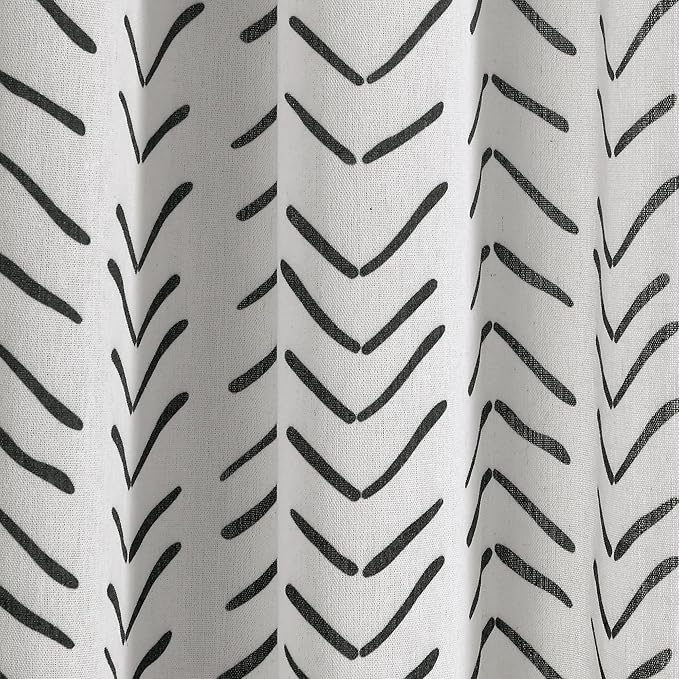 Lush Decor Hygge Modern Arrow Linen Look Shower Curtain, 72" X 72", Black & White