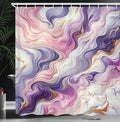 Ambesonne Purple Shower Curtain, Delicate Swirling Lines of Marble Print with Modern Fantasy Colors, Cloth Fabric Bathroom Decor Set with Hooks, 69" W x 70" L, Blush Indigo and Sand Brown