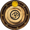 Om Incense Holder for 7 Incense Sticks and 1 Cone - for Meditation Room Decor, Spiritual Gifts, Meditation Accessories, Eclectic Home Decor - 4" Round Wood Burner with Painted Aum Symbol