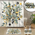 Ambesonne Eucalyptus Leaves Bathroom Decor Set 4 Pcs Including Shower Curtain with Hooks Bath Mat Soap Dispenser Toothbrush Holder in Box Essentials & Accessories, Blossomy Art, Green Black Mustard