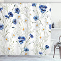 Ambesonne Watercolor Flower Shower Curtain, Wildflowers and Cornflowers Daisies Blooms Flower Buds, Cloth Fabric Bathroom Decor Set with Hooks, 69" W x 84" L, Green Marigold