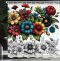 Ambesonne Modern Shower Curtain, Surreal Colorful Floral Huddle with Leaves Featuring Sketchy Botany, Cloth Fabric Bathroom Decor Set with Hooks, 69" W x 70" L, Charcoal Grey Multicolor