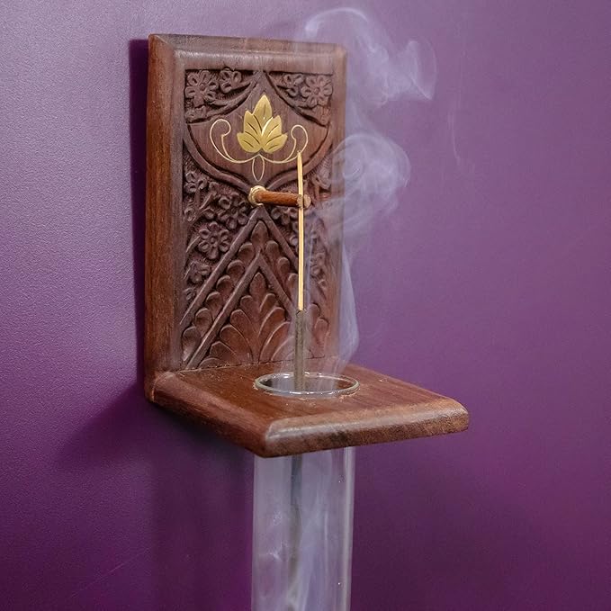 Handcrafted Wooden Unique Inverse Incense Holder with Efficient Ash Catcher Testube Design – Ideal Gift Option, Yoga Spaces, spa Corners, Altar Tables, and Mindful Living