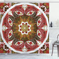 Ambesonne Classic Shower Curtain, Ornamentation Victorian Style Historic Interior Design Round Shape Art, Cloth Fabric Bathroom Decor Set with Hooks, 69" W x 70" L, Olive Green Ruby White