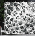 Ambesonne Grey Shower Curtain, Monochrome Art Leafy Atmosphere with Marble Print Details Modern Melancholia, Cloth Fabric Bathroom Decor Set with Hooks, 69" W x 75" L, Purpleblue Off White