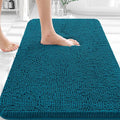 OLANLY Bathroom Rugs 30x18, Extra Soft Absorbent Chenille Bath Rugs, Rubber Backing Quick Dry, Machine Washable Bath Mats for Bathroom Floor, Tub and Shower, Home Decor Accessories, Peacock Blue