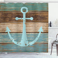 Ambesonne Nautical Anchor Rustic Wood Long Fabric Shower Curtain
