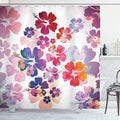 Ambesonne Hawaiian Shower Curtain, Exotic Floral Island Theme Tropical Hawaii Flowers Pattern Print, Cloth Fabric Bathroom Decor Set with Hooks, 69" W x 75" L, Pink Orange