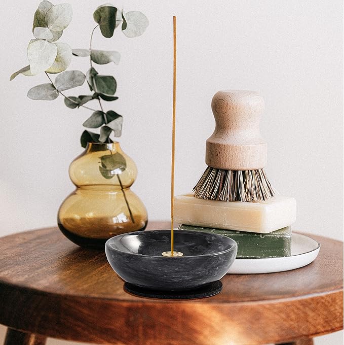 Incense Holder, Natural Marble Incense Holder for Sticks with 9 Holes, Handmade Incense Stick Burner Ideal for Smudging, Incense Burning, Decoration
