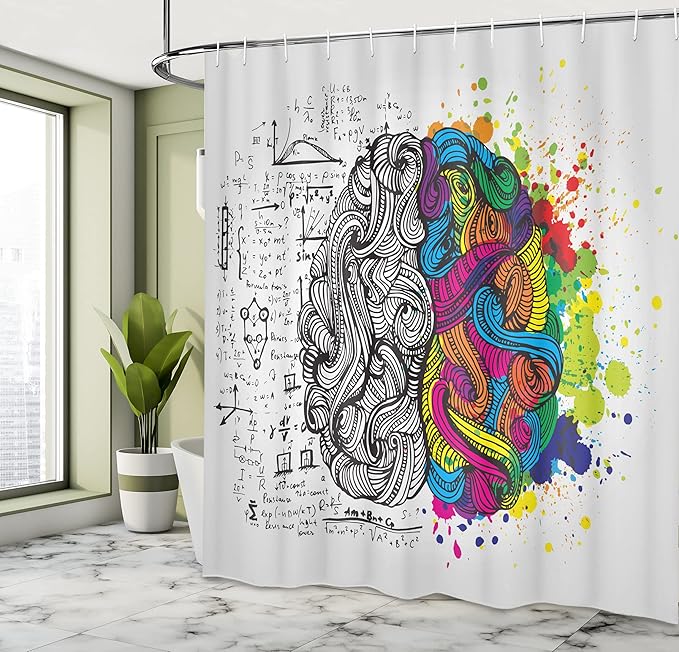Ambesonne Watercolor Shower Curtain, Sketchy Modern Brainstorming with Brushstroke Color Splash Art, Cloth Fabric Bathroom Decor Set with Hooks, 69" W x 70" L, Hot Pink