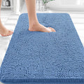 OLANLY Bathroom Rugs 30x18, Extra Soft Absorbent Chenille Bath Rugs, Rubber Backing Quick Dry, Machine Washable Bath Mats for Bathroom Floor, Tub and Shower, Home Decor Accessories, Cornflower Blue