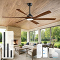 60-Inch Smart Outdoor Ceiling Fan with Light - High CFM Propeller Blades, Rustic Farmhouse Style, Alexa/Tuya App/Remote Control, Quiet DC Motor, Damp Rated for Patio, Porch, Gazebo