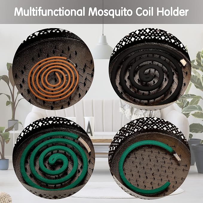 MyLifeUNIT Mosquito Coil Holder, Retro Portable Mosquito Incense Burner for Home and Camping (Yellow)