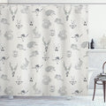 Ambesonne Dimgrey Shower Curtain, Illustration of Weird Forest Animals in Retro Style Rabbit Fox Dear Wild Life Boho Artwork, Cloth Fabric Bathroom Decor Set with Hooks, 69" W x 75" L, Dimgrey