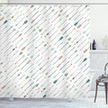 Ambesonne Arrows Shower Curtain, Minimalist Look Desing of Tilted Ornamental Shapes in a Boho Style Artwork Pattern Diagonal, Cloth Fabric Bathroom Decor Set with Hooks, 69" W x 75" L, Coral White
