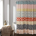 Lush Decor Bohemian Stripe Shower Curtain 72" W x 84" L Turquoise & Orange - Bathroom Curtain - Extra Long Shower Curtain - Boho Decor - Striped Shower Curtains
