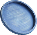 Hrastany Round Blue Wooden Decorative Tray for Coffee Table Centerpiece