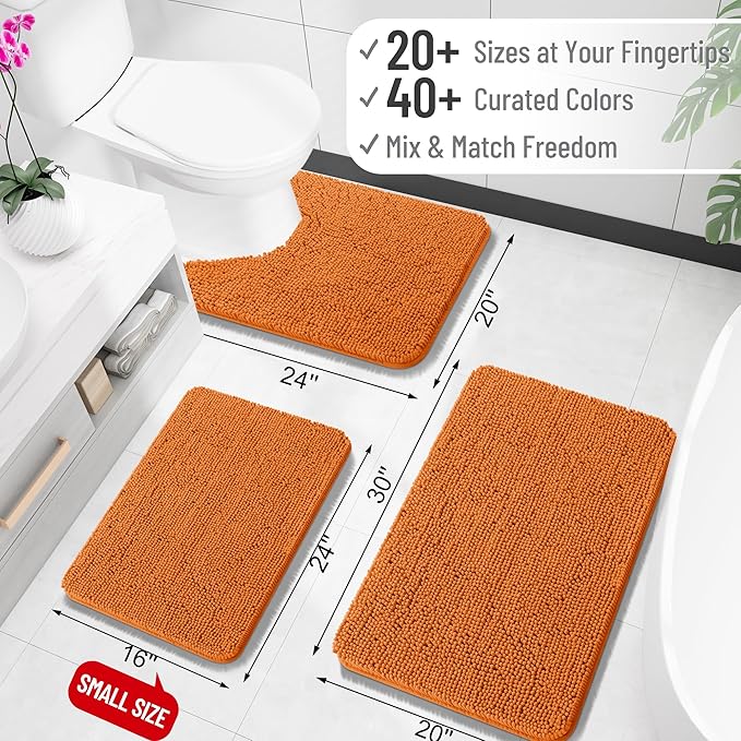 OLANLY Bathroom Runner Rugs 47x20, Extra Soft Absorbent Chenille Bath Rugs, Rubber Backing Quick Dry, Machine Washable Long Bath Mats for Bathroom Floor, Tub and Shower, Home Decor Accessories, Clay