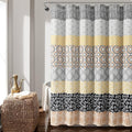 Lush Decor Bohemian Stripe Shower Curtain, 72" W x 72" L, Yellow & Gray - Bathroom Curtain - Striped Shower Curtain - Boho Decor - Fabric Shower Curtains
