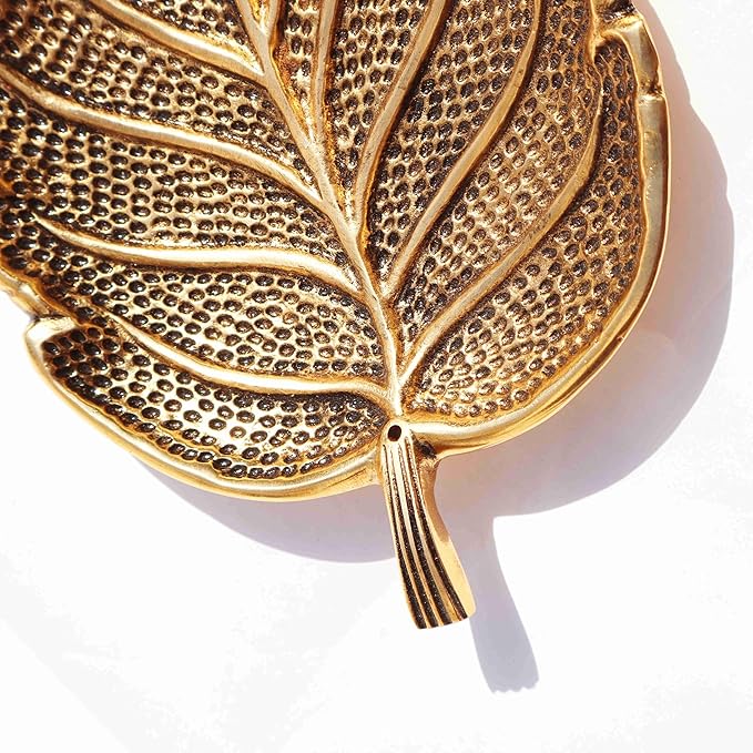 Pure Source India Leaf Design Incense Burner Holder/Incense Stick Holder Ash Catcher for Home Office Fragrance Yoga Meditation