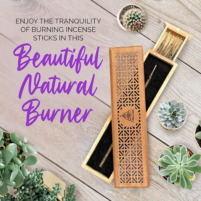 Bamboo Ash Catcher & Incense Burner Holder, Wooden Incense Holder for Incense Sticks with Storage Drawer, OneSoul Collection